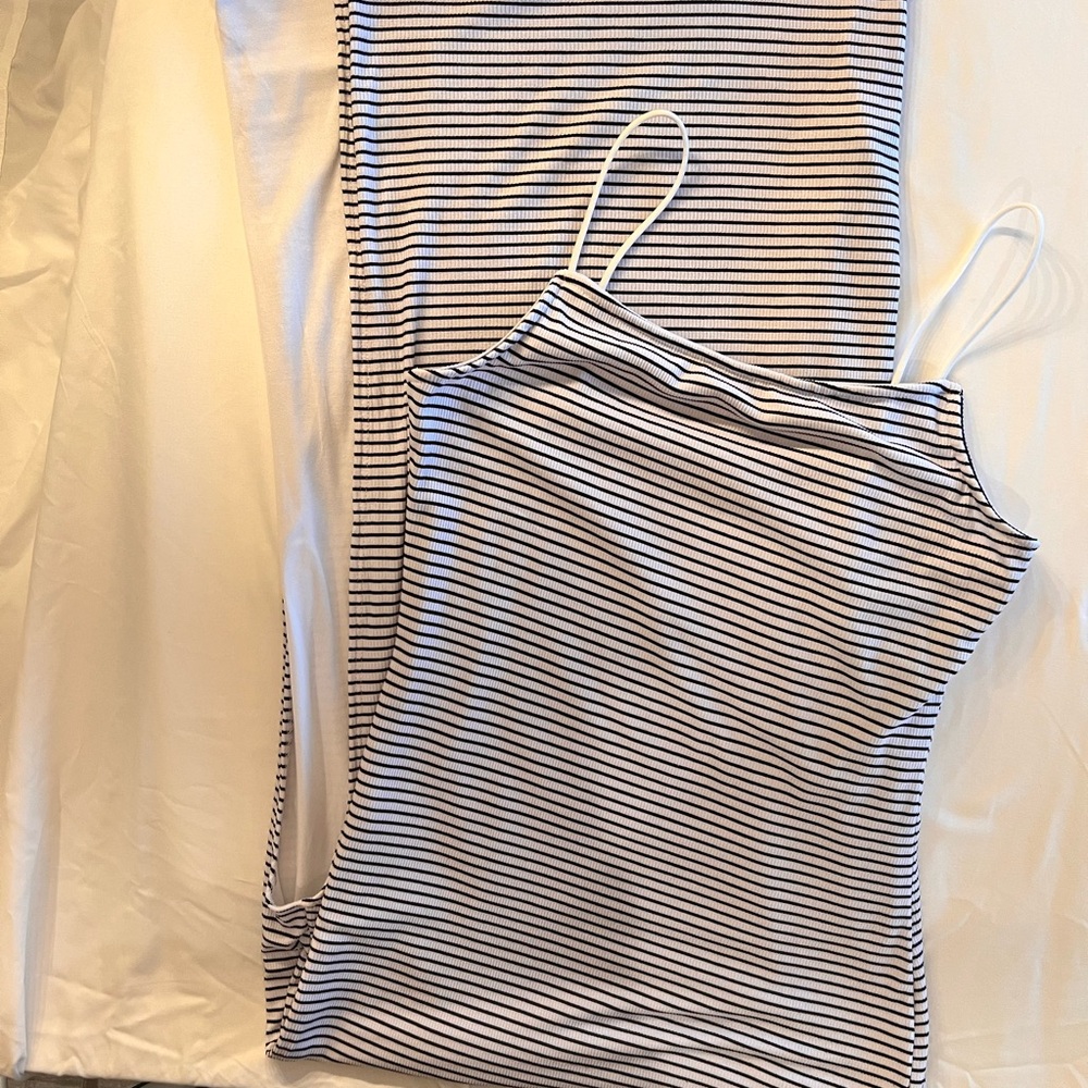 Justify Maxi Dress Side Slit Black Striped With Spaghetti Straps Size L